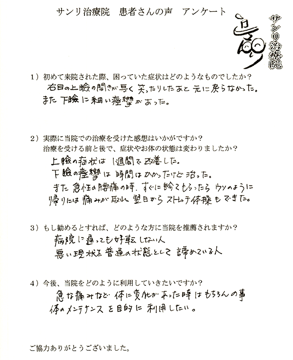 瞼の違和感 | 患者さんの声
